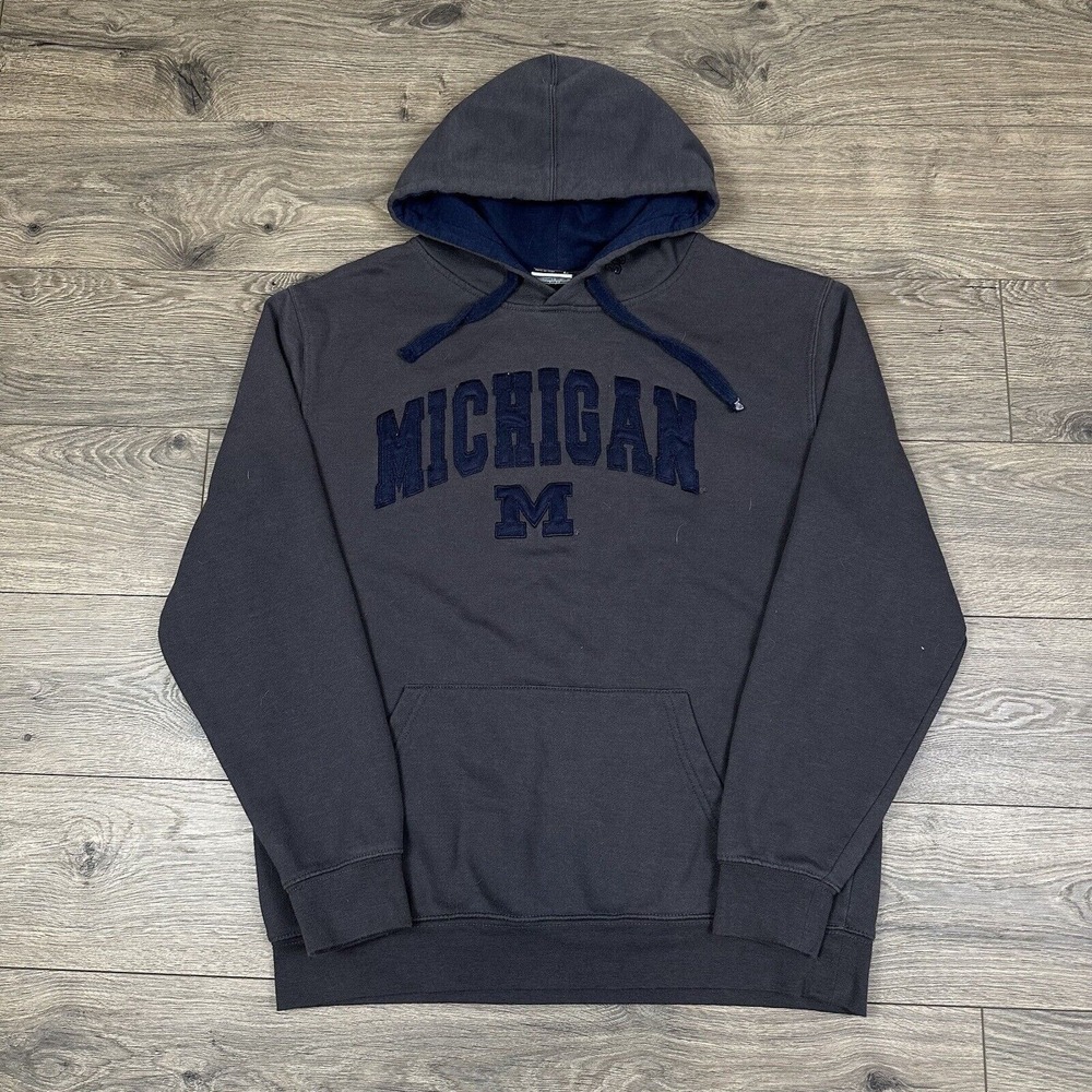 Vintage Michigan Wolverines Sweatshirt Adult Large Gray‎ Hoodie Stadium